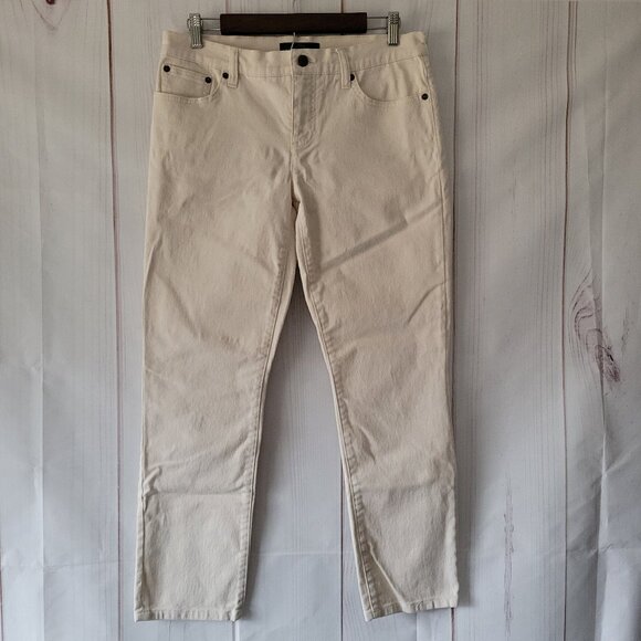 Lauren Ralph Lauren Cotton Denim Jeans, Ivory, Modern Straight Ankle, Women’s 10 - Picture 1 of 9